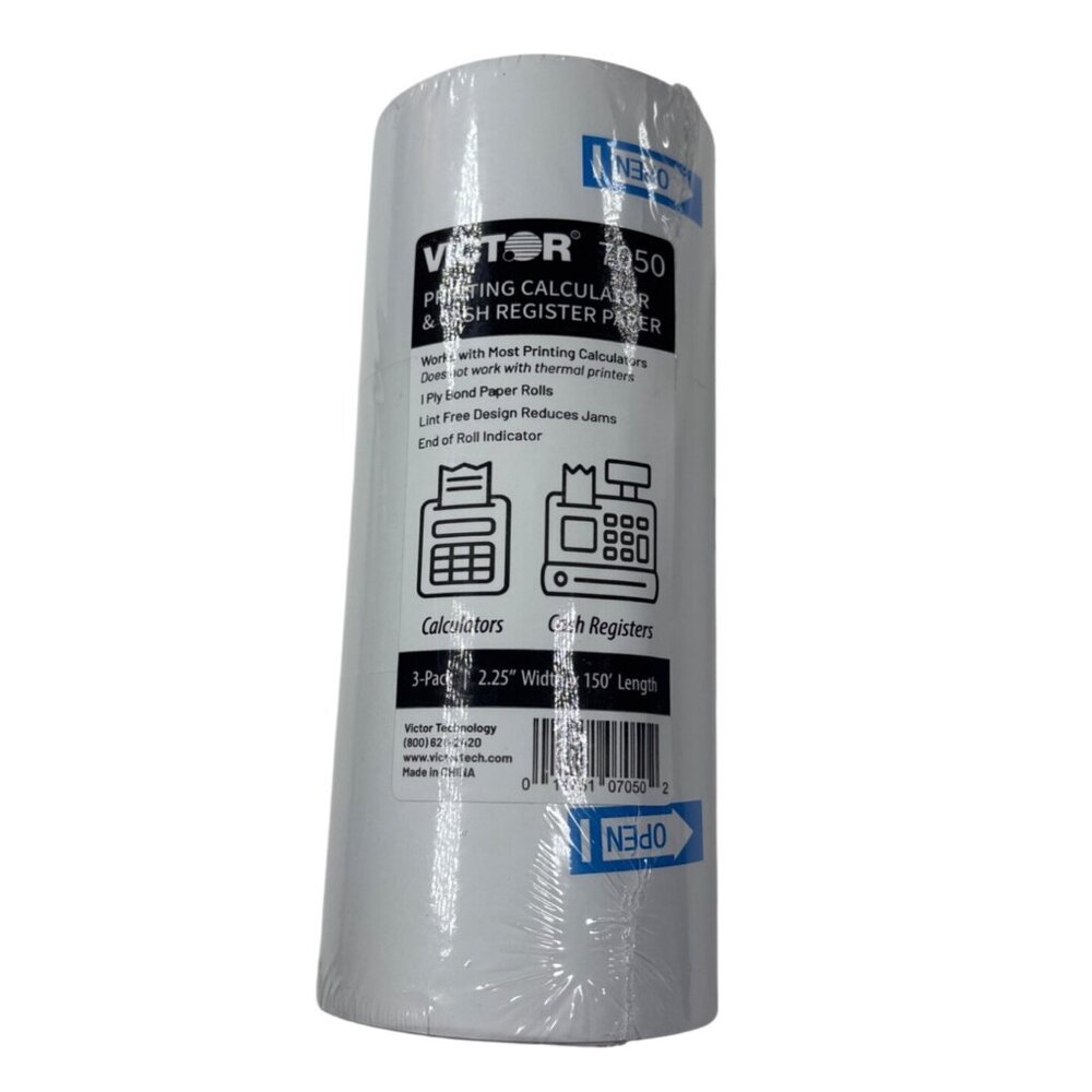 Victor 1250 3-Pack 2.25" X 150 Thermal Calculator & Register Paper